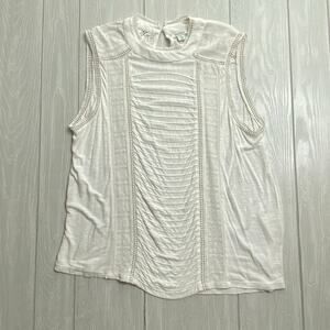 Sundance Women's White Tank Boho Lace Sleeveless Blouse Size XL X-Large